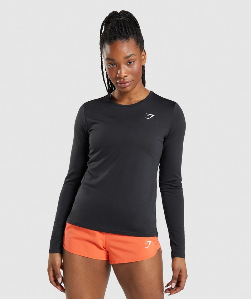 Women\'s Gymshark Training Long Sleeve Top T-Shirts Black | NZ 7AFLJR